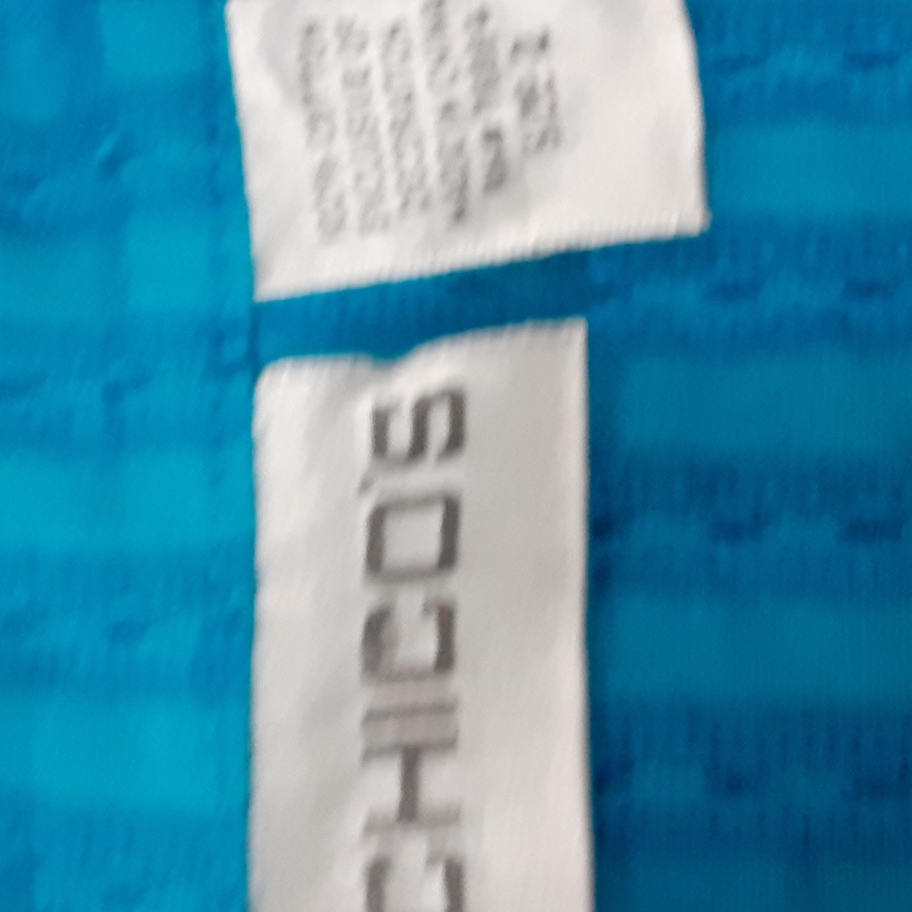 Chicos snap down blouse turquoise sz 2 pit measures 18 inches - Picture 2 of 9